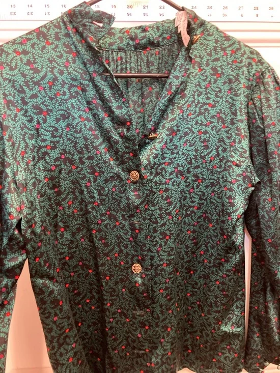 V-Neck Blouse, 100% silk, formal, business casual, Vintage, Retro, Holiday, Era - Picture 9 of 9